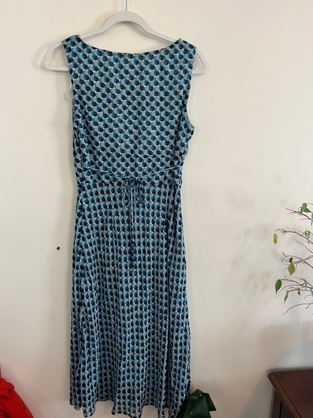 Vintage Dressbarn‎ Y2K Blue Dress Flutter Fairy Surplice Babydoll Geometric Mod - Picture 6 of 7